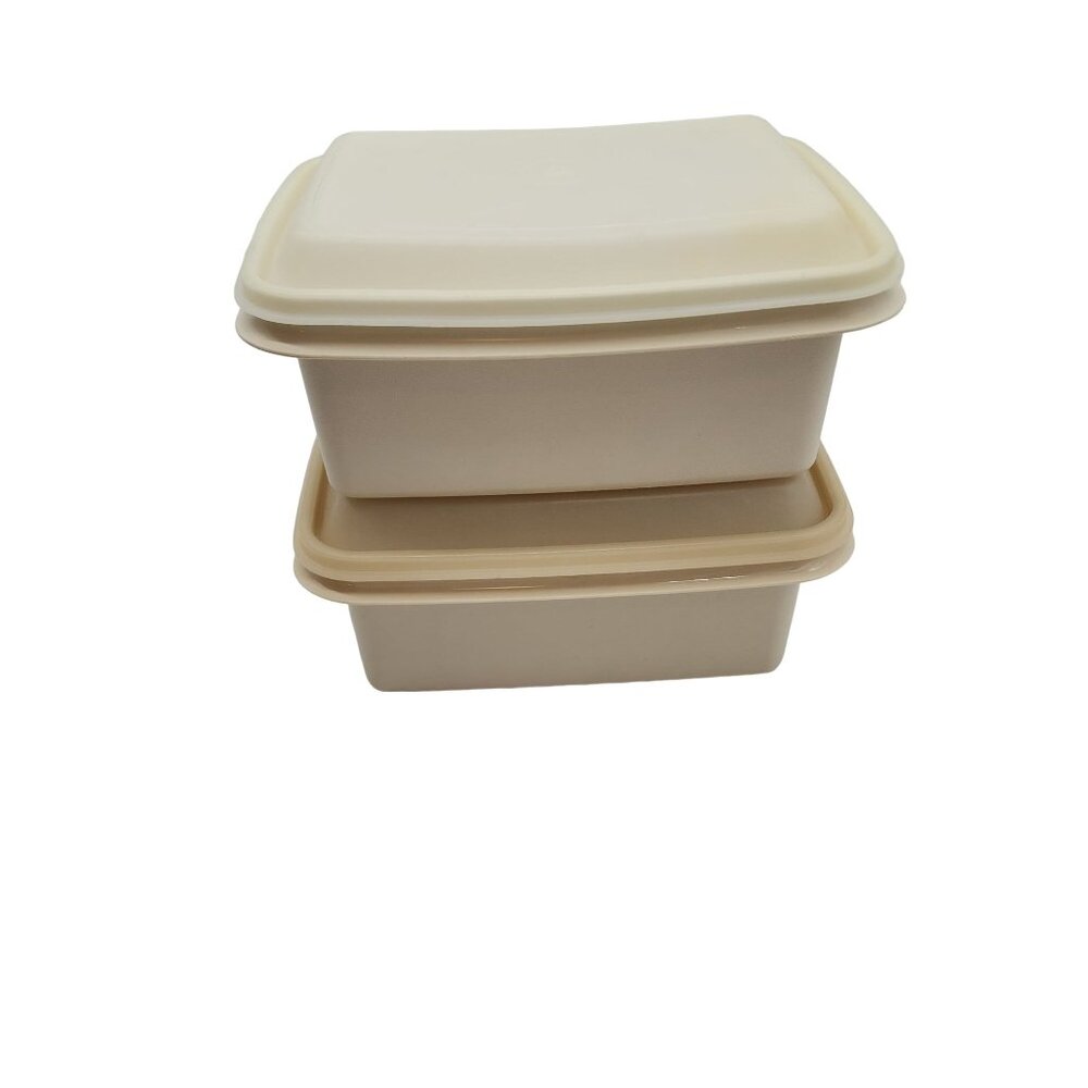 Tupperware Ice cream / Lunch Boxes almond set of 2